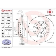 Brembo Prime Composite Vented Two-Piece Brake Disc - 09.D096.13 - OE Quality