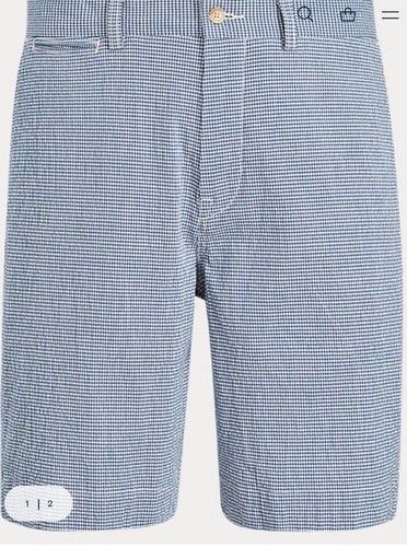 Polo blau karierte Shorts RALPH LAUREN weiß & blau INNENNAHT 9” 38 Taille adrett