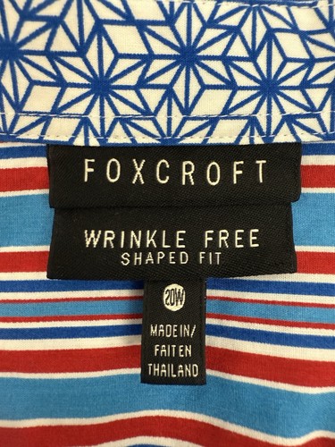 Foxcroft Wrinkle Free Button Up Shirt Blue White Womens Plus Size 20W - Picture 3 of 8