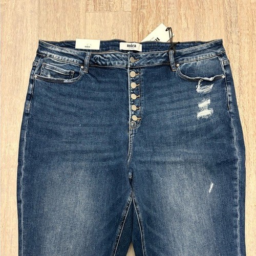 Mica Denim Super High Tapered Crop Buttonfly Distressed Jeans Gr. 20w - Bild 4 von 12