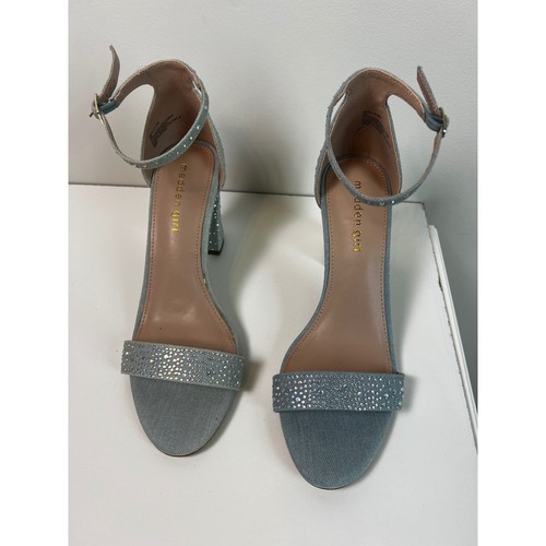 Sandalias Madden Girl Beella Denim Estrás Tacón Bloque Correa al Tobillo Talla 9 Nuevas con Etiquetas - Imagen 1 de 16