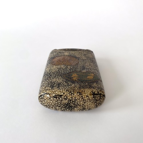 Japanese Galuchat Lacquer Cigarette Case, Boiled Cardboard - Meiji Period - Picture 3 of 24