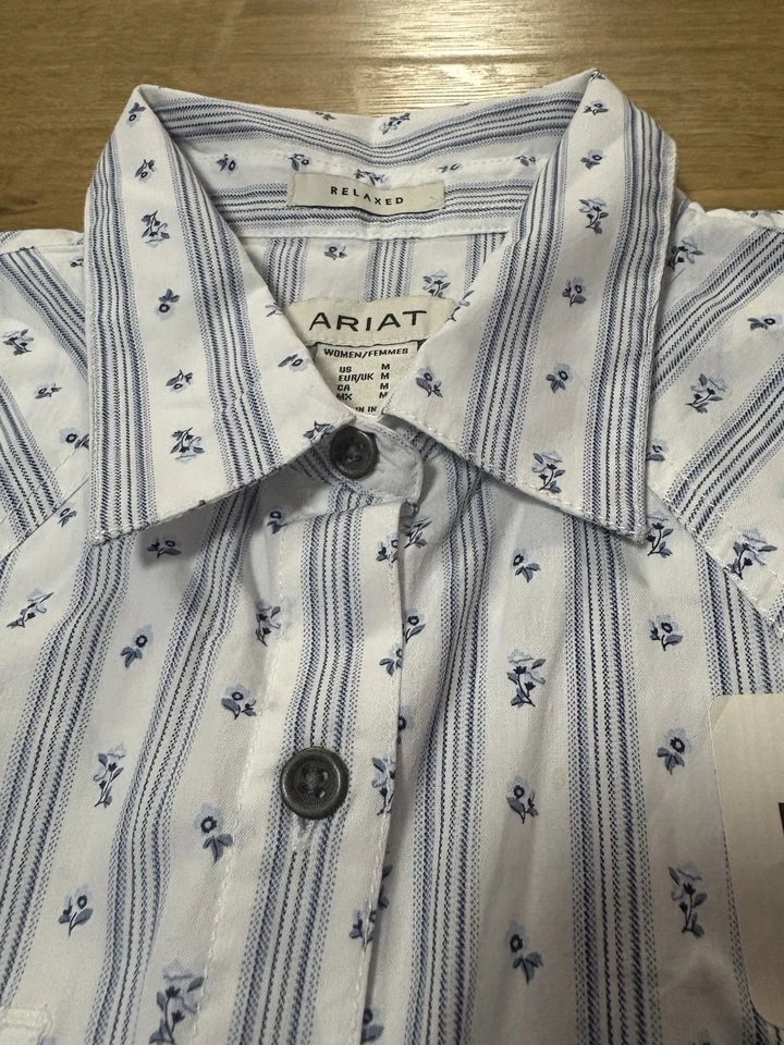 Camisa xadrez ocidental feminina Ariat REAL ajuste descontraído sem mangas floral média - Imagem 3 de 4