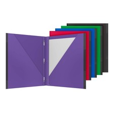 2 Pocket Folders with Prongs, Sturdy Plastic Portfolios, Anti-Tear Edges, Letter