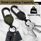 3 Pack Heavy-Duty Retractable Key Ring Carabiner Badge Holder Car Keychain