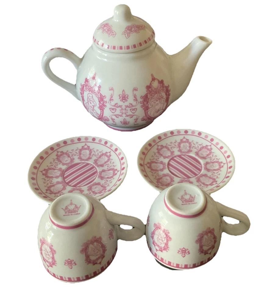 Disney Princesses 1 Pink Teapot 2 Tea Cups And 2 Saucers Ceramic - Image 2 of 4