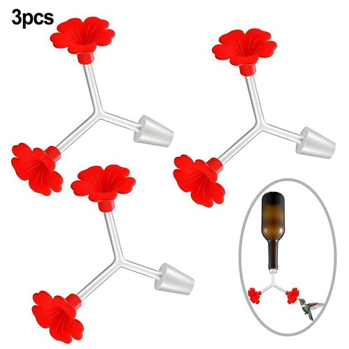 Hummingbird Feeder Tubes Set of 3 with Flower Stoppers for Outdoor Feeding - Picture 6 of 7