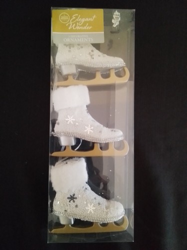 3er PACK GROSSE WINTER SCHLITTSCHUHE VINTAGE NEU BOX SILBER SCHNEEFLOCKE WEIHNACHTSSCHMUCK - Bild 10 von 10