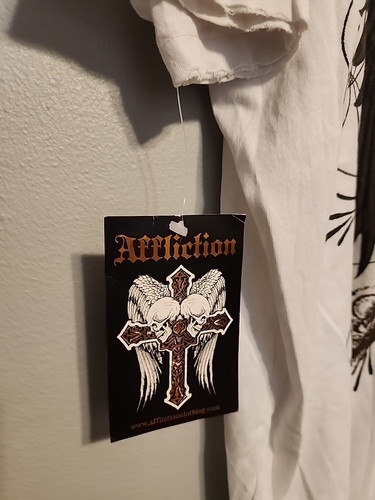 Selten Neu mit Etikett Affliction T-Shirt XL Vintage selten Anfang 2000er weiß bestickt Nieten - Bild 15 von 16