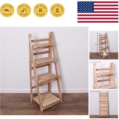 Elegant 4-Shelf Driftwood Ladder Display - Perfect for Rustic Home Aesthetics