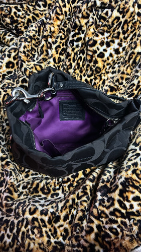 Coach Black Logo Monogram Handbag Bag Purse K1176- F15250! Great Condition - Picture 2 of 4