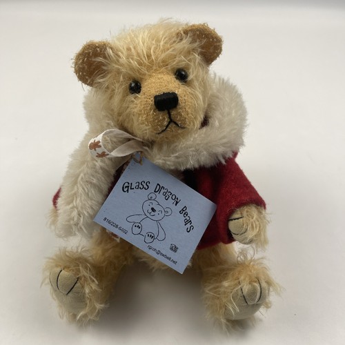 The Glass Dragon Lucy Handcrafted Mohair Bear Jointed Stuffed Plush Alpaca Trim - Picture 2 of 11