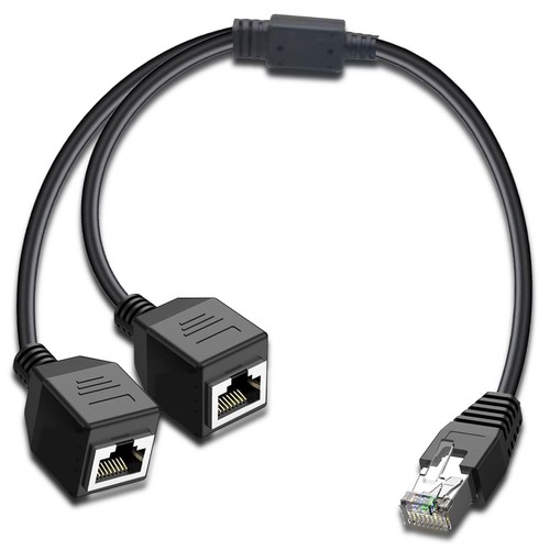 Ethernet Splitter 1 auf 2 RJ45 LAN Adapter 1 Stecker auf 2 Buchsen Cat5-7 - Bild 1 von 6