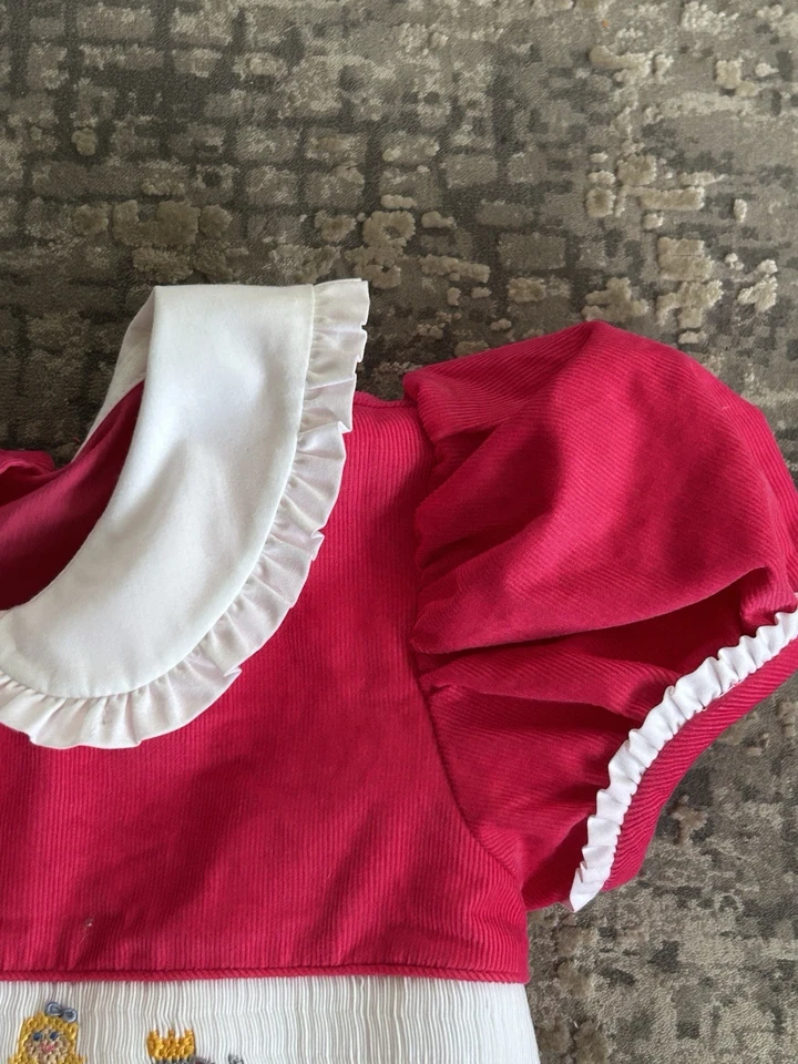 Vestido ANAVINI Calado a Mano ~ Pana Navidad Cascanueces Cuello Peter Pan 6X Foto 3 de 4