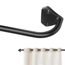 Black Curtain Rods for Windows 48 to 84 inch, 5/8 inch Adjustable Wrap Around...