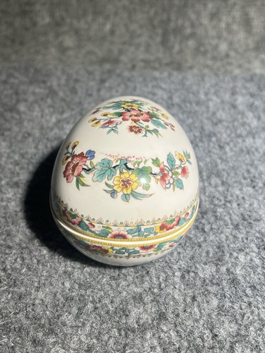 Vintage COALPORT MING ROSE Eierform Bone China Schmuckschatulle England Floral - Bild 3 von 6