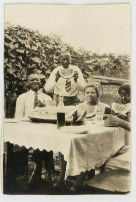 African American Family Eating Watermelon 1930 Picnic Man Woman Kids Female Male