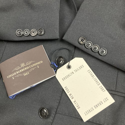 $975 NWT Brooklyn Tailors BKT05 Black Blazer Suit Jacket Cloth By Canonico - Picture 6 of 13