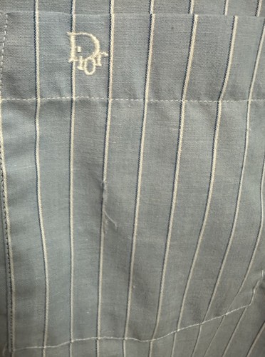 Vintage Christian Dior Striped Button Up Shirt Blue Size 17 34-35 - Picture 6 of 7