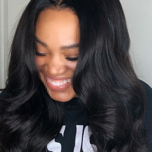 Mittelscheitel lange lockige Perücke dunkelbraun Faser realistisch flauschig Haarbedeckung - Bild 3 von 12