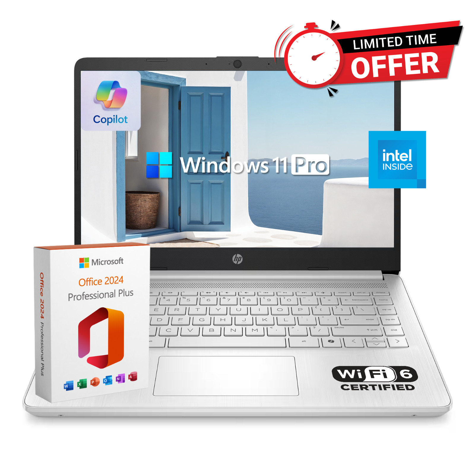 HP Laptop Computer 14", Intel N150, 8GB RAM + 628GB Storage, Windows 11 Pro
