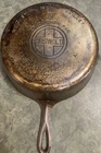 Griswold #8 Deep Nickel Plated Cast Iron Skillet Chicken Fryer Block Logo 777