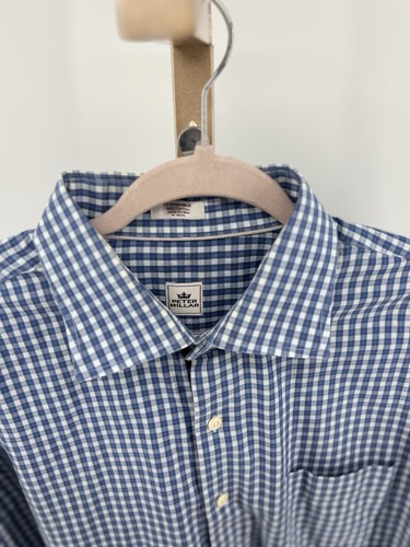 Camisa Peter Millar Para Hombre Blanca Azul Cuadros Oxford Manga Larga Con Botones Talla XL - Imagen 4 de 11
