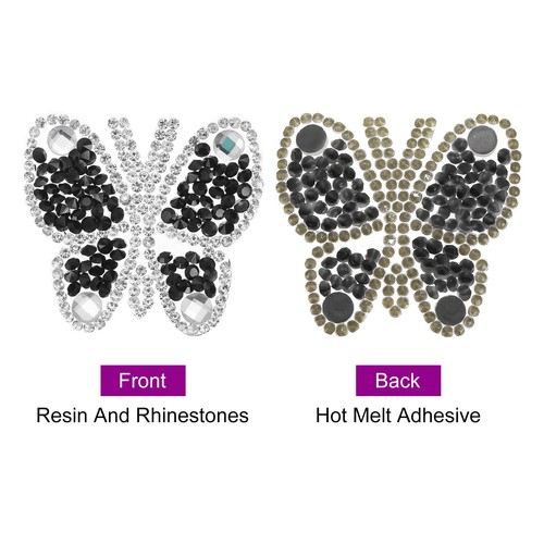 12Pcs Butterfly Rhinestone Patches Iron-on Appliques Patches, 4x4.5cm, 6 Colors - Bild 3 von 6