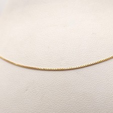 Solid 14k Gold Box Link Pendant Chain Necklace 16in New