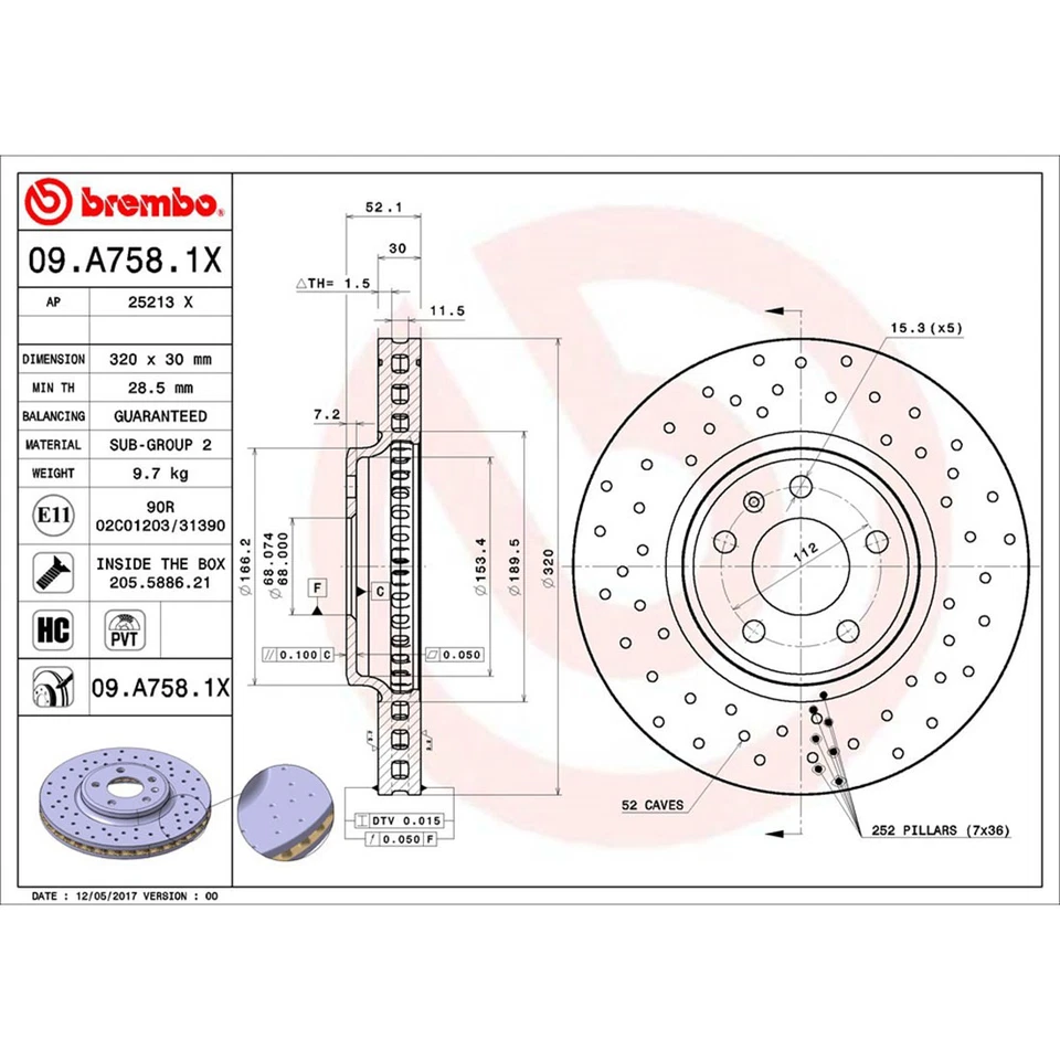 Juego de pastillas de freno de disco delanteras traseras Brembo rotor de freno de disco para Audi A4 2009-2011 Foto 2 de 4