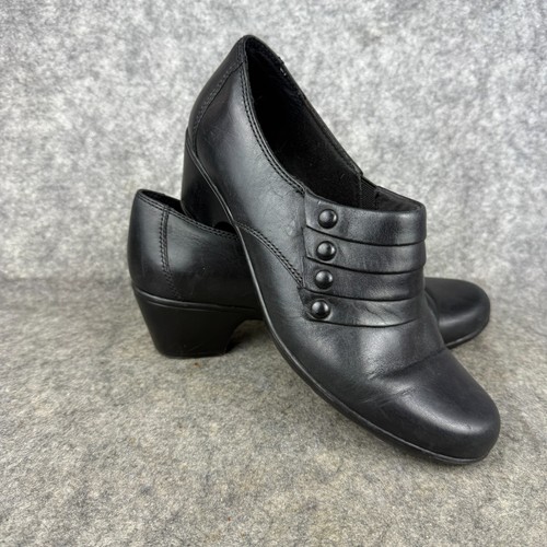 Clarks Damenschuhe 10M Bendables Ingalls Falls schwarz Leder Slipper niedriger Absatz - Bild 2 von 10