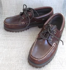 BASS SHOES "SEBASCO" Camp Moc Brown Leather, VIBRAM Soles, Men's 9 M