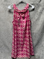 Aryeh Women's Large Pink Abstract Print Sleeveless Shift Dress SPF 50+ Travel
