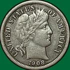 1908 Barber Dime Extremely Fine XF Coin #34610