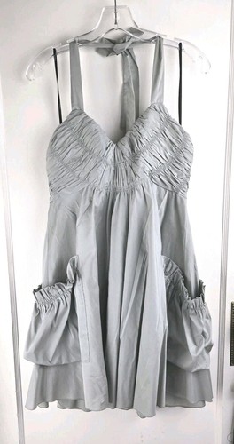 NWT Gracia Halter Dress Size Medium Dove Gray Pockets - Picture 2 of 14