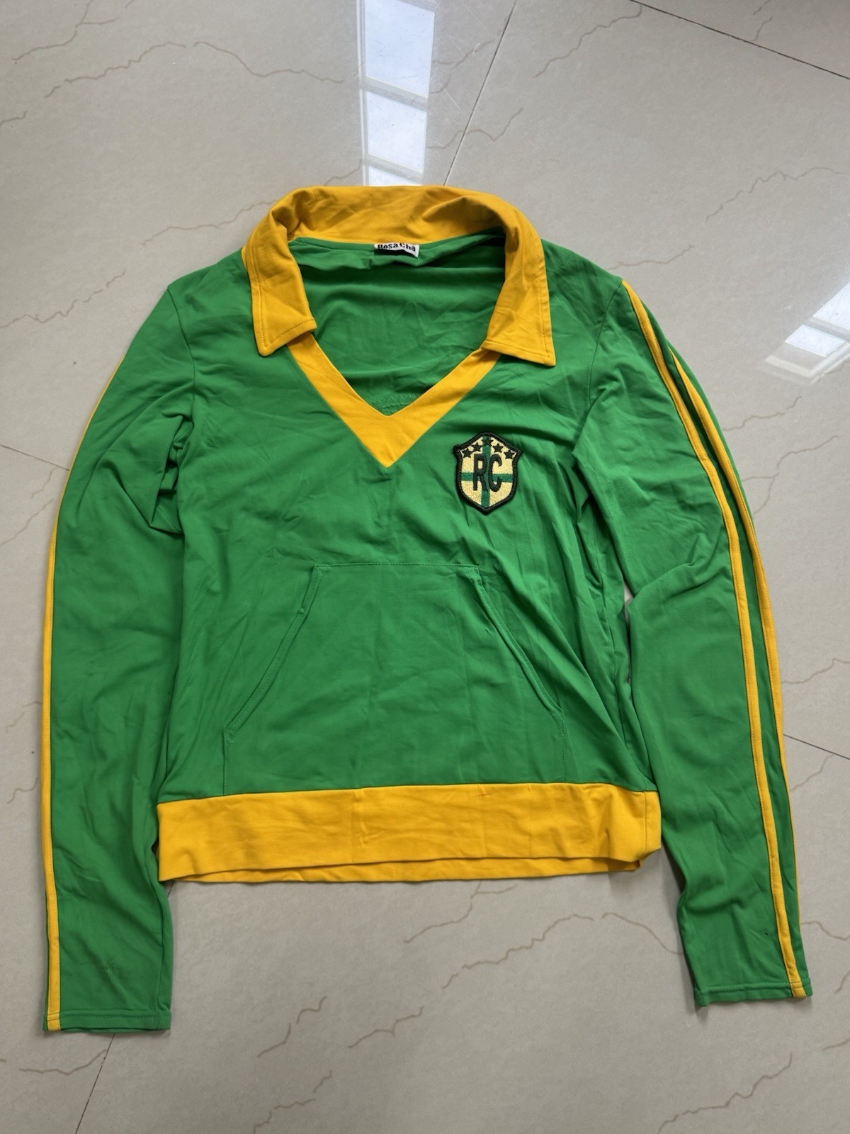 Vtg Brazil Soccer Style Jersey Long Sleeve Pullover M 70s Made In Brazil