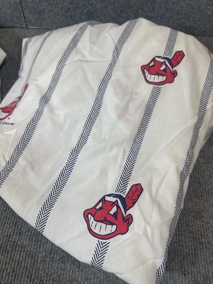 Sábana bajera plana y ajustada vintage MLB Cleveland Indians Chief Wahoo 1996 Foto 3 de 3