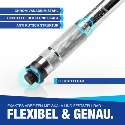 Drehmomentschlüssel 1/2\ Zoll 40-210Nm 17 19 21mm Drehmoment Werkzeug Stecknüsse - Bild 4 von 7