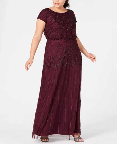 Adrianna Papell Damen Kleid Übergröße 20 W Größe Perlen-Illusion