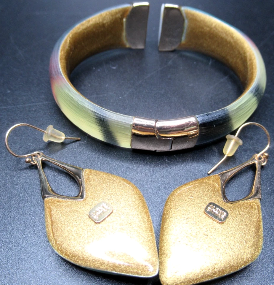 ALEXIS BITTAR матовый цветной и синий Lucite браслет серьги комплект - Изображение 4 из 4