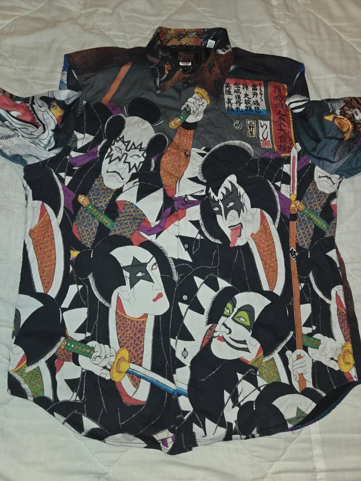 Robert Graham Shirt 2XL LIMITED EDITION KISS Ace Gene Peter Paul Rock Band AOP - Image 3 of 4