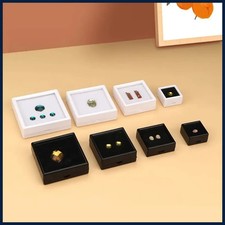 8PCS Gemstone Display Boxes Set Glass Top Beads Organizer Case for Gems Storage