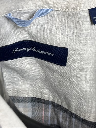 Camicia Tommy Bahama uomo 3XB manica lunga grigia stampa rovesciata a quadri - Foto 7 di 13