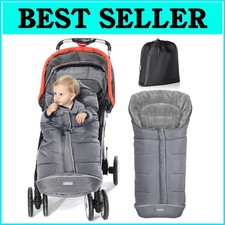Adjustable Grey Toddler Stroller Footmuff - Comfortable Winter Protection, Large