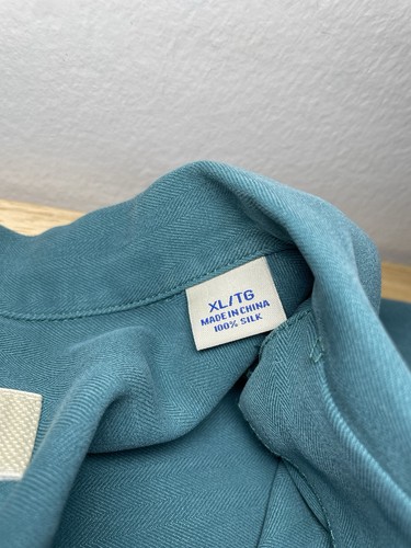 Tommy Bahama Herren Extra Large türkis einfarbig 100 % Seide Camp Kurzarm Hemd! - Bild 5 von 22