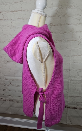 Maeve by Anthropologie Lagenlook Cashmere Sweater Vest Hooded Sz S Pink NEW $298 - Picture 6 of 15