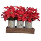 Artificial Christmas Flower Arrangement, 3pcs Poinsettias in Poinsettias - Red