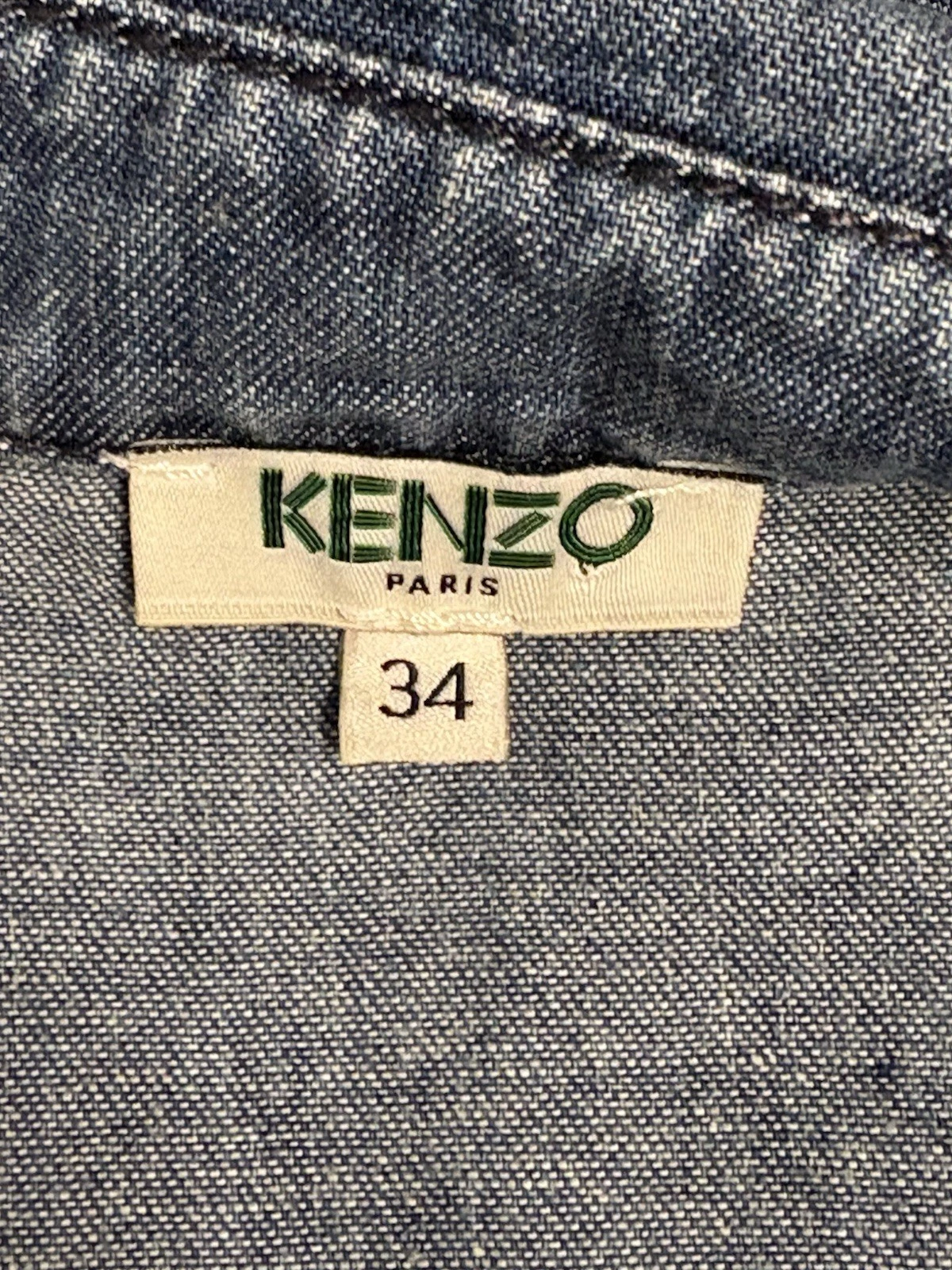 Abito senza maniche KENZO con colletto donna indaco denim e volant 34