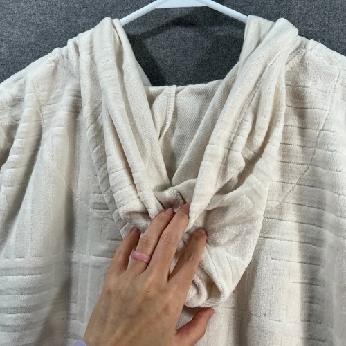 Stan Herman Petite Embossed Whisper Terry Hoodie Zip Lounger Beige, Petite 1X - Picture 10 of 11