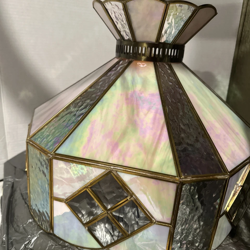 NUEVO ACCESORIO DE LUZ TIFFANY CON HERMOSO Plomo Iridiscente y Dorado Ver Foto Foto 3 de 4
